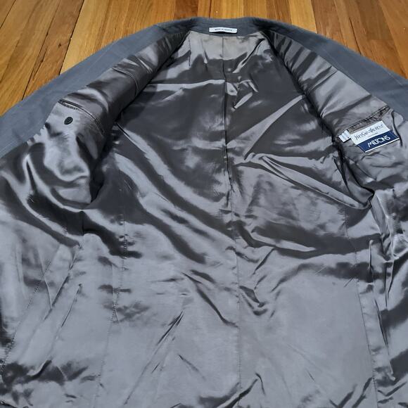 Vintage YSL Yves Saint Laurent Gray Striped 80s Two Button Blazer Made in France - Picture 8 of 14